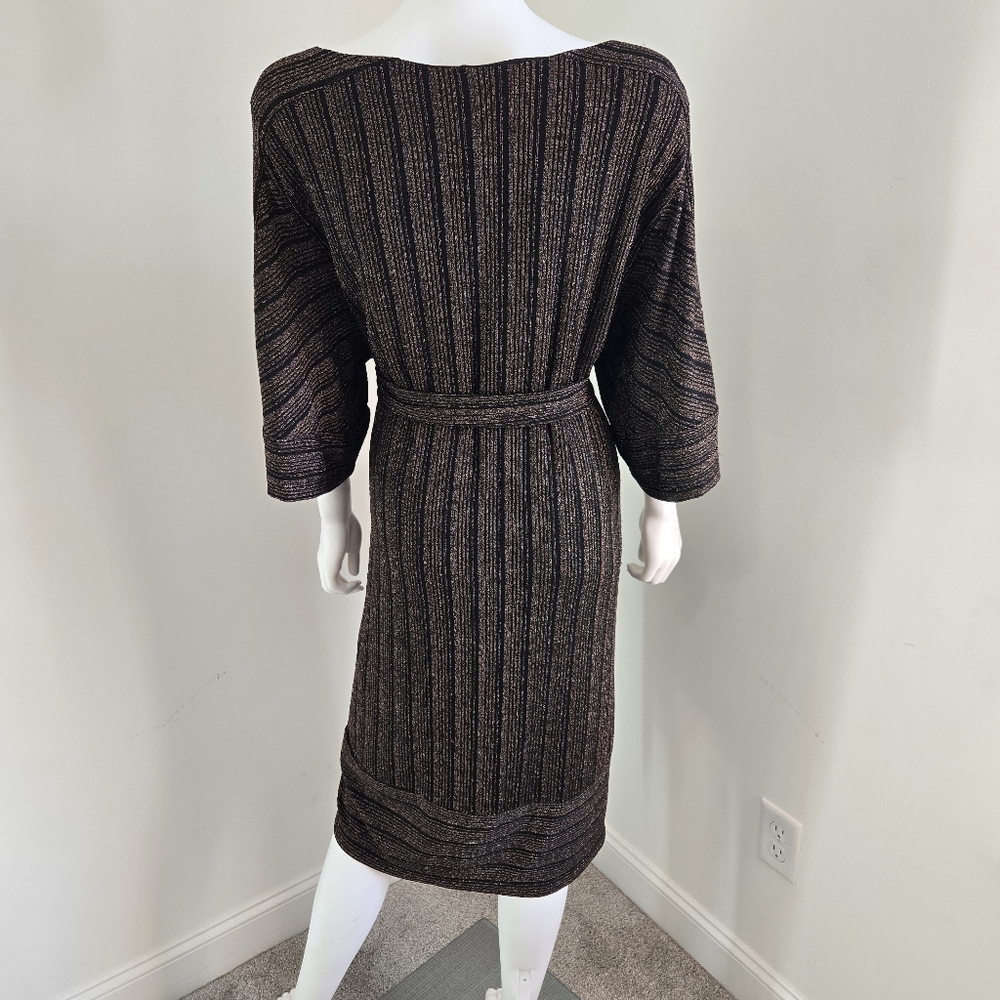 Women's plus size midi dress,dark brown with gold metallic designs. 22/24